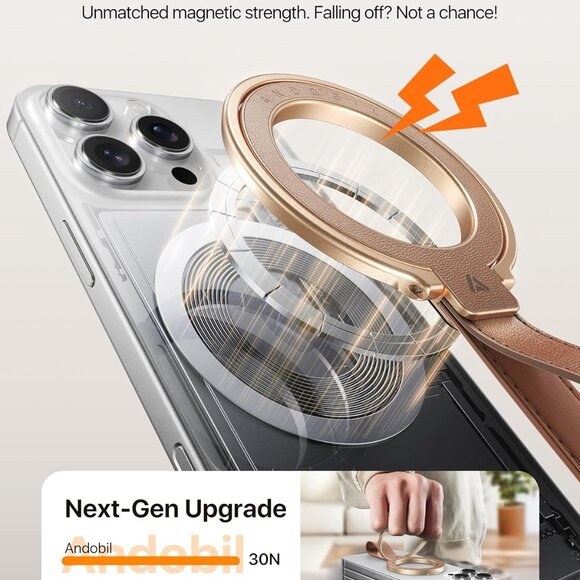 Magnetic Leather Phone Grip for MagSafe - Picture 3 of 4